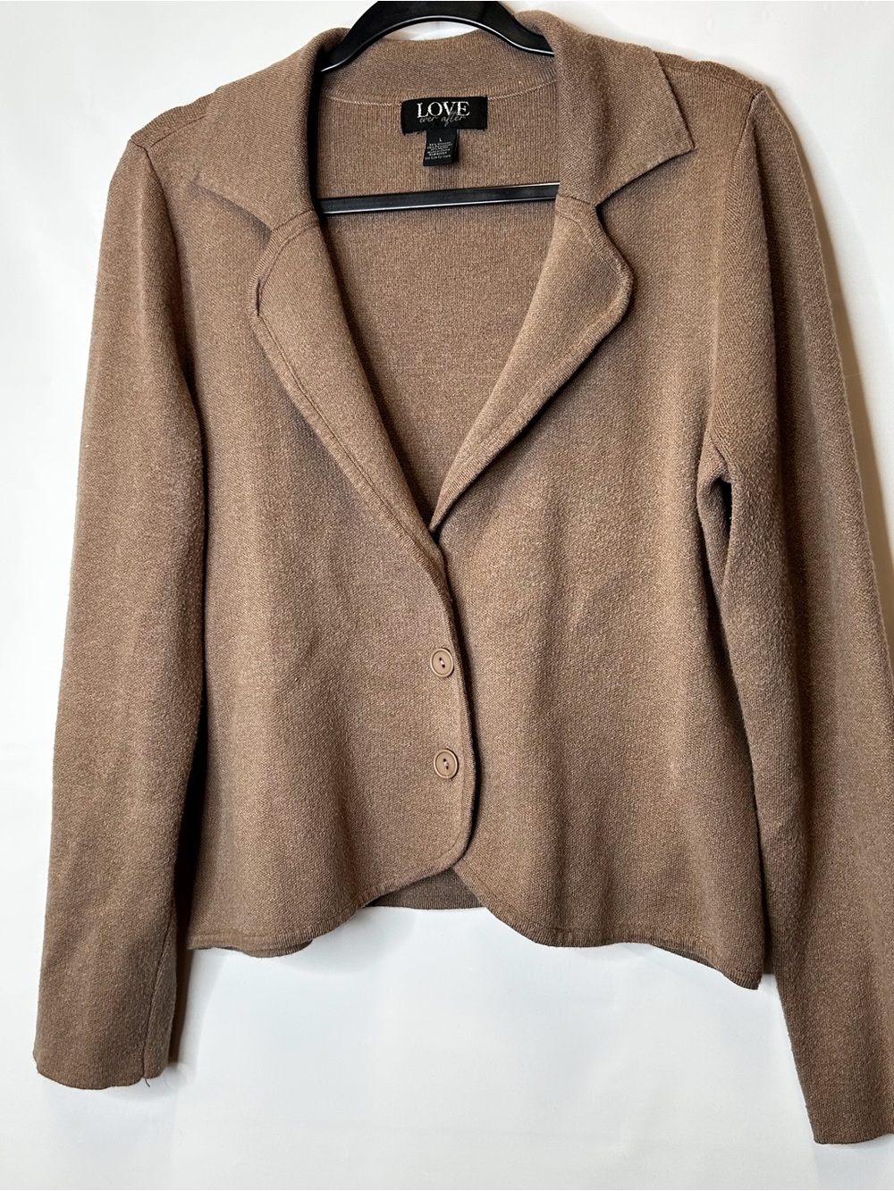 Love Brown Knit Notched Collar Blazer